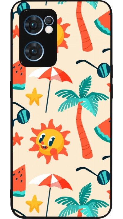 Coque OPPO Reno7 5G - Silicone rigide noir Summer 2025 Pattern soleil