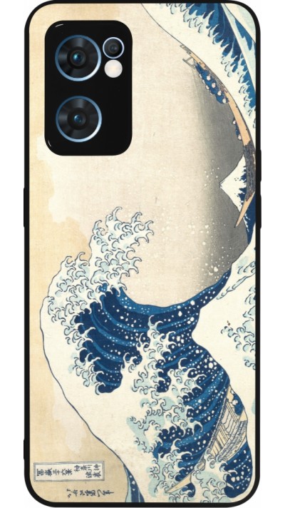 OPPO Reno7 5G Case Hülle - Silikon schwarz Kunstbild - Die große Welle vor Kanagawa - Hokusai