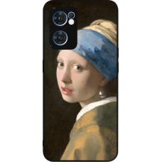 OPPO Reno7 5G Case Hülle - Silikon schwarz Kunstbild - Das Mädchen mit dem Perlenohrring - Jan Vermeer