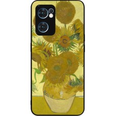 OPPO Reno7 5G Case Hülle - Silikon schwarz Kunstbild - Sonnenblumen  - Van Gogh