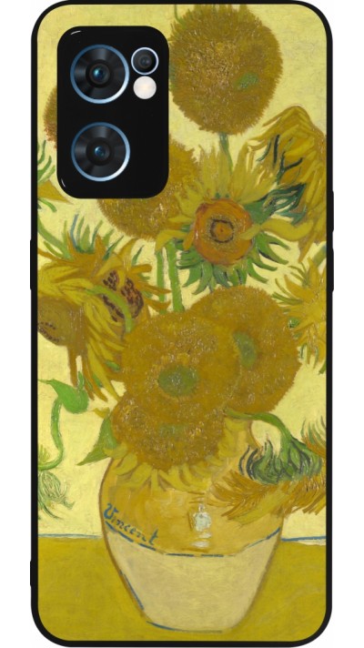 OPPO Reno7 5G Case Hülle - Silikon schwarz Kunstbild - Sonnenblumen  - Van Gogh