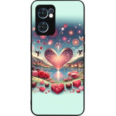 Coque OPPO Reno7 5G - Silicone rigide noir Valentine 2025 Chic