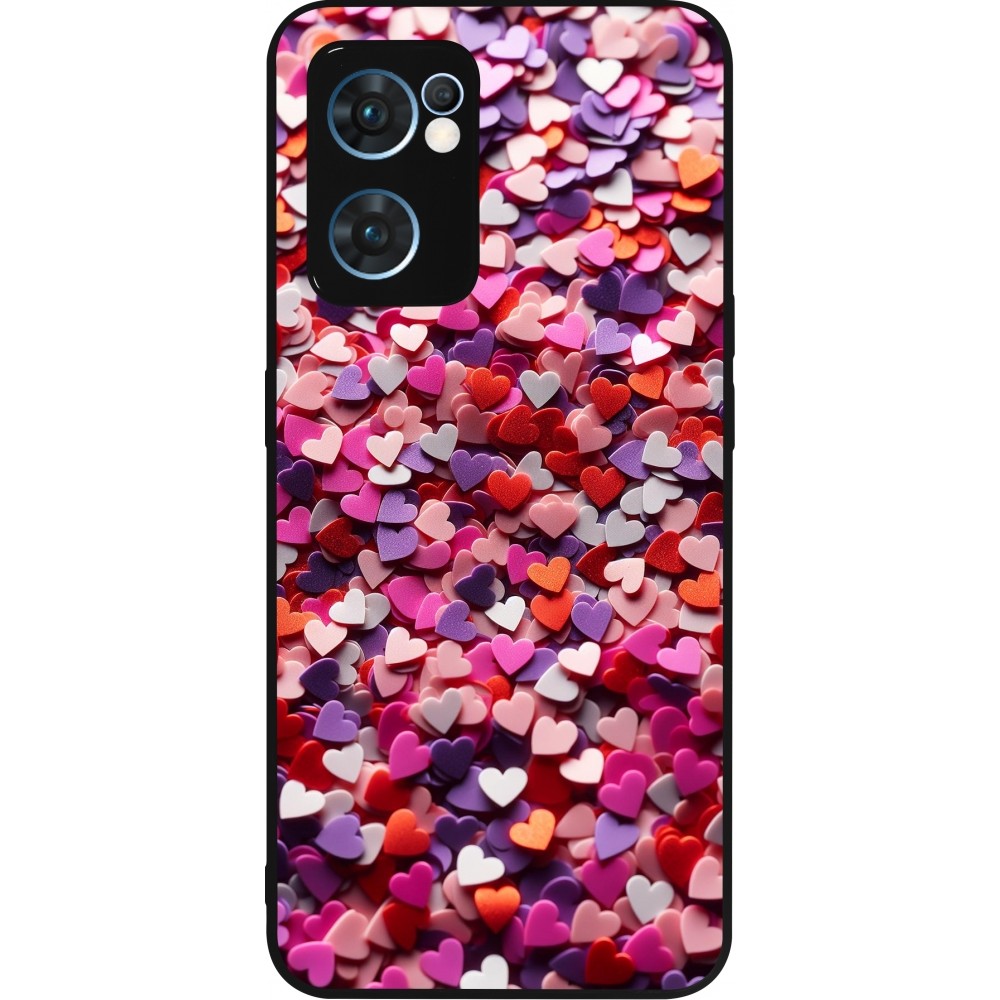 Coque OPPO Reno7 5G - Silicone rigide noir Valentine 2025 Confetti
