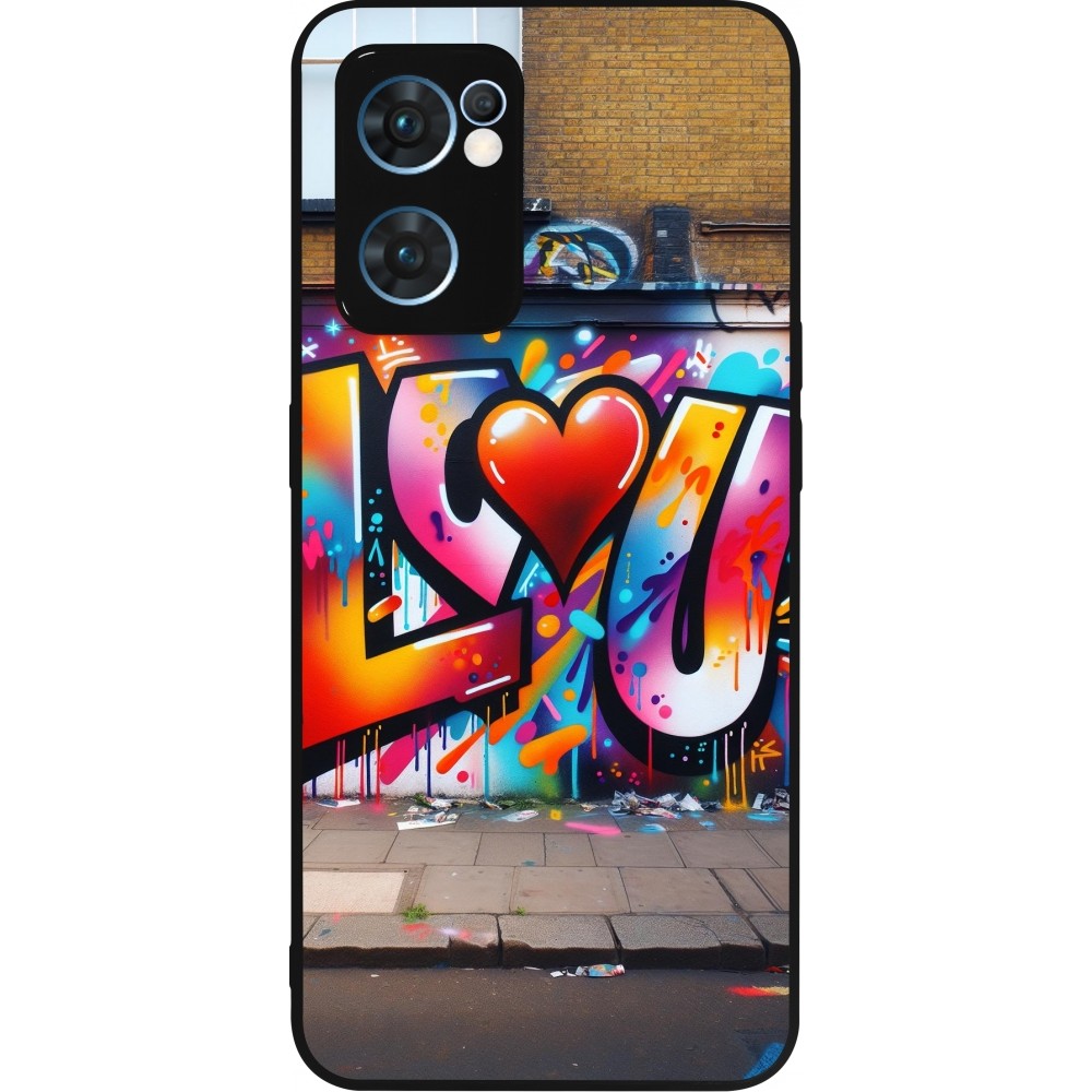 Coque OPPO Reno7 5G - Silicone rigide noir Valentine 2025 Love U Tag