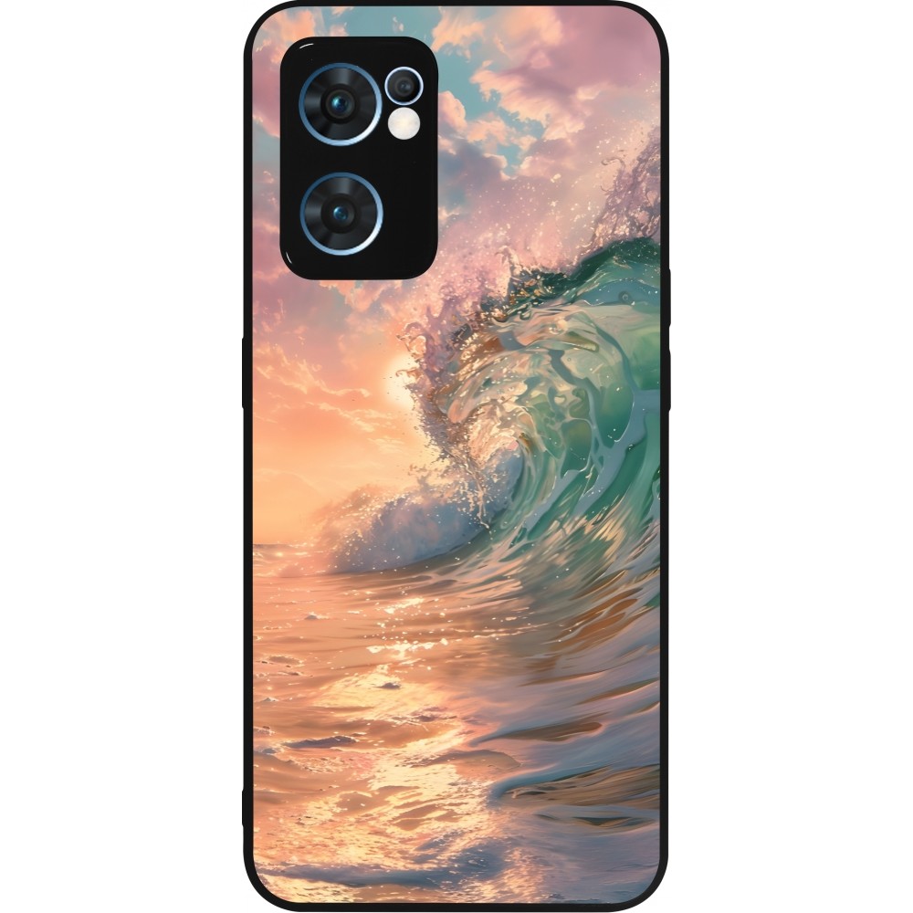 OPPO Reno7 5G Case Hülle - Silikon schwarz Wave Sunset