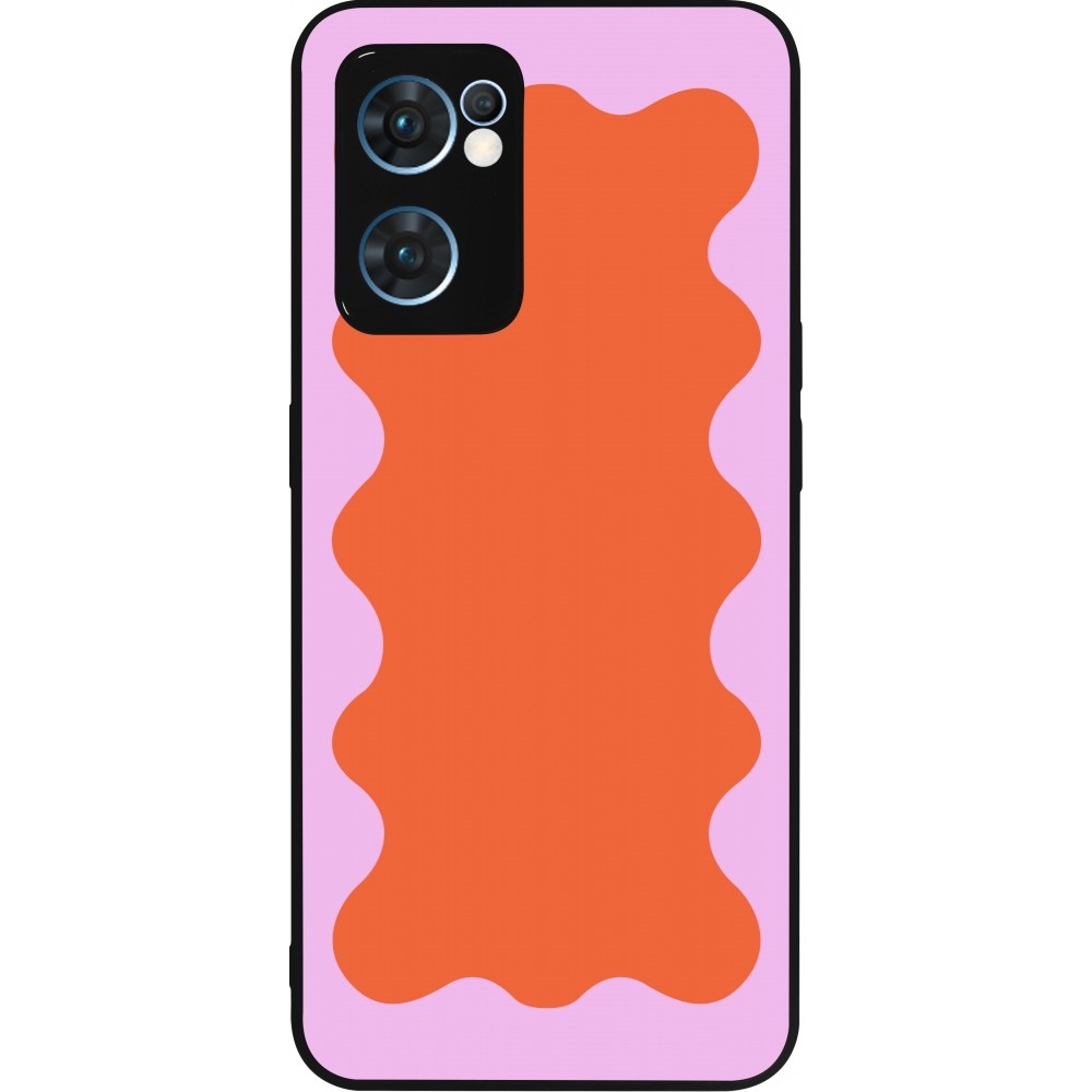 OPPO Reno7 5G Case Hülle - Silikon schwarz Wavy Rectangle Orange Pink
