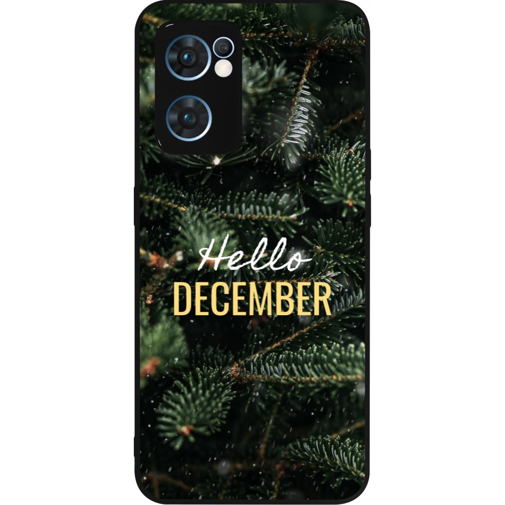 Coque OPPO Reno7 5G - Silicone rigide noir Winter 25 Winter hello december