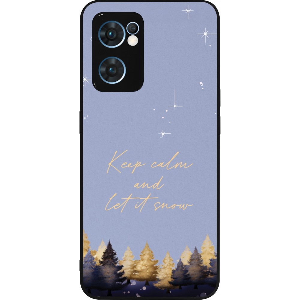 Coque OPPO Reno7 5G - Silicone rigide noir Winter 25 Winter illustration of trees