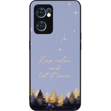 Coque OPPO Reno7 5G - Silicone rigide noir Winter 25 Winter illustration of trees