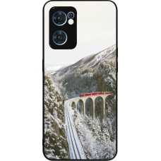 Coque OPPO Reno7 5G - Silicone rigide noir Winter 25 Winter polar express