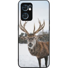 Coque OPPO Reno7 5G - Silicone rigide noir Winter 25 Winter reindeer
