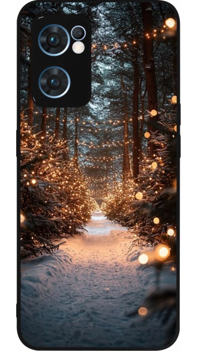 Coque OPPO Reno7 5G - Silicone rigide noir Winter 25 Winter snowy road