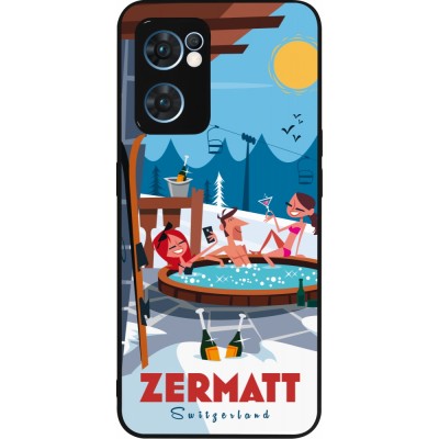 Coque OPPO Reno7 5G - Silicone rigide noir Zermatt Mountain Jacuzzi