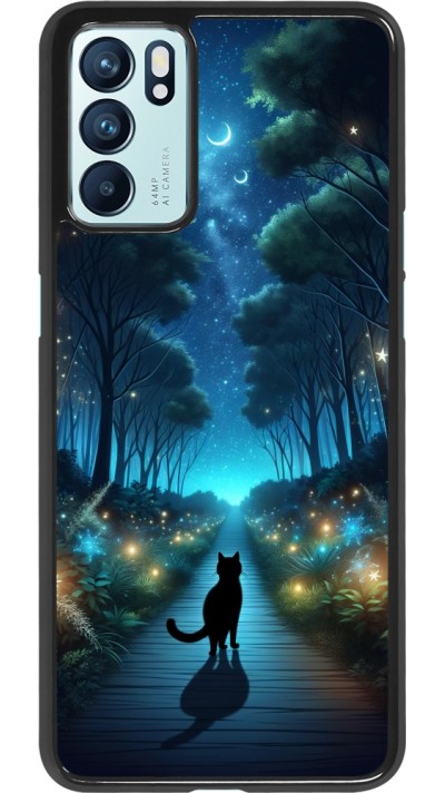 Coque OPPO Reno6 5G - Chat noir promenade