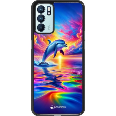 OPPO Reno6 5G Case Hülle - Glücklicher Regenbogen-Delfin