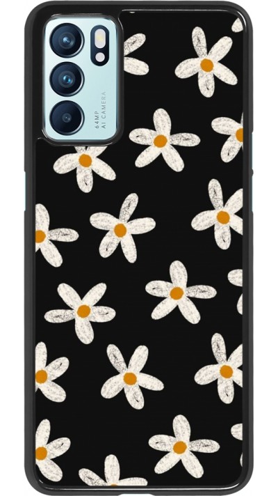 Coque OPPO Reno6 5G - Easter 2024 white on black flower