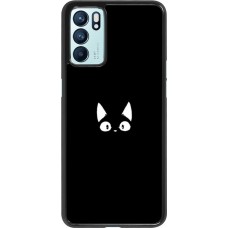 Coque Oppo Reno6 5G - Funny cat on black