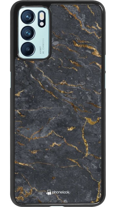 Coque Oppo Reno6 5G - Grey Gold Marble