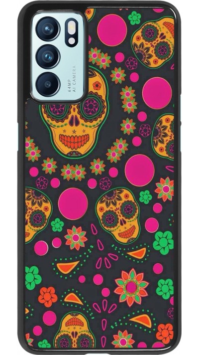 Oppo Reno6 5G Case Hülle - Halloween 22 colorful mexican skulls