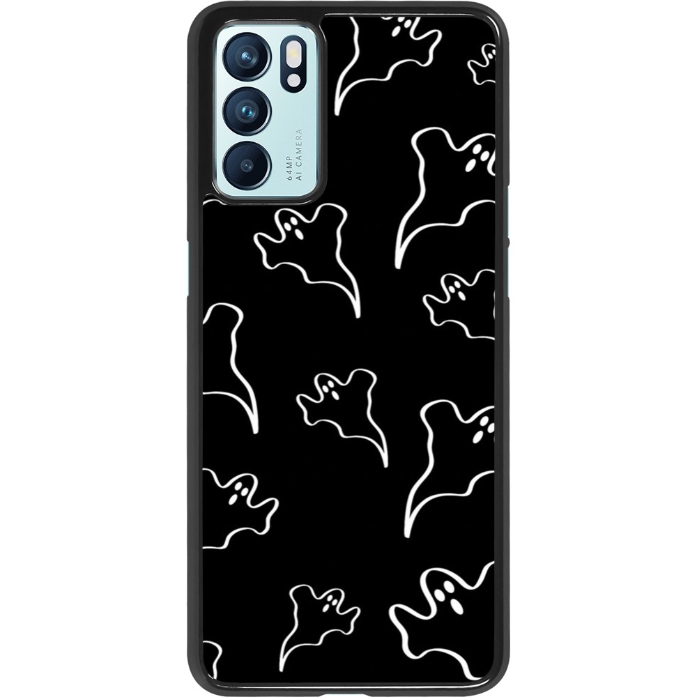 OPPO Reno6 5G Case Hülle - Halloween 2024 black and white ghosts