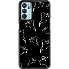 OPPO Reno6 5G Case Hülle - Halloween 2024 black and white ghosts