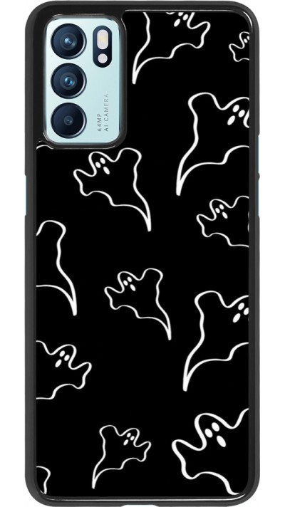 OPPO Reno6 5G Case Hülle - Halloween 2024 black and white ghosts