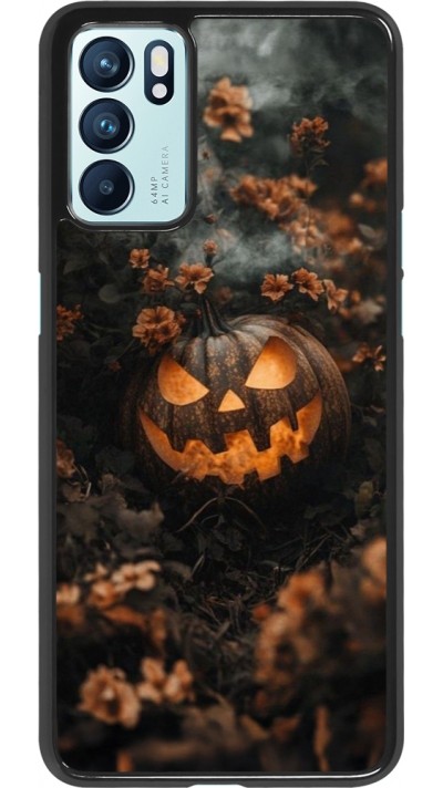 OPPO Reno6 5G Case Hülle - Halloween 2025 Pumpkin with flowers
