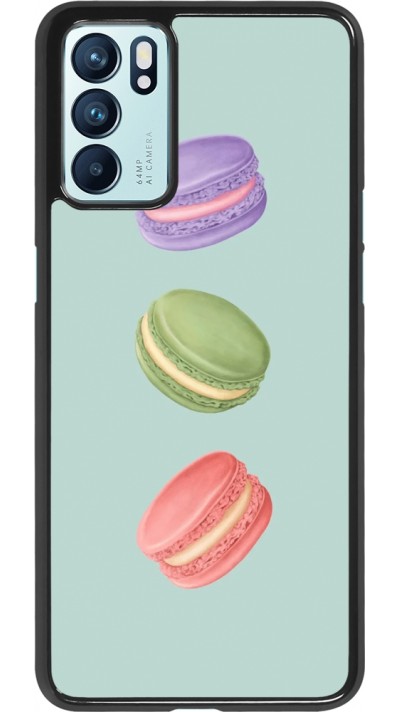 Coque Oppo Reno6 5G - Macarons on green background