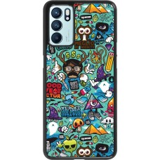 Coque OPPO Reno6 5G - Mixed Cartoons Turquoise