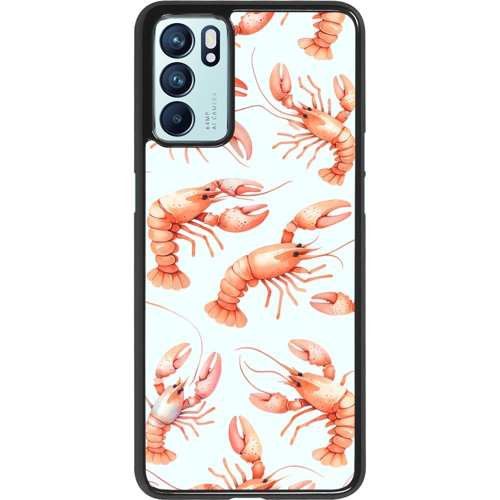 OPPO Reno6 5G Case Hülle - Muster von pastellfarbenen Hummern