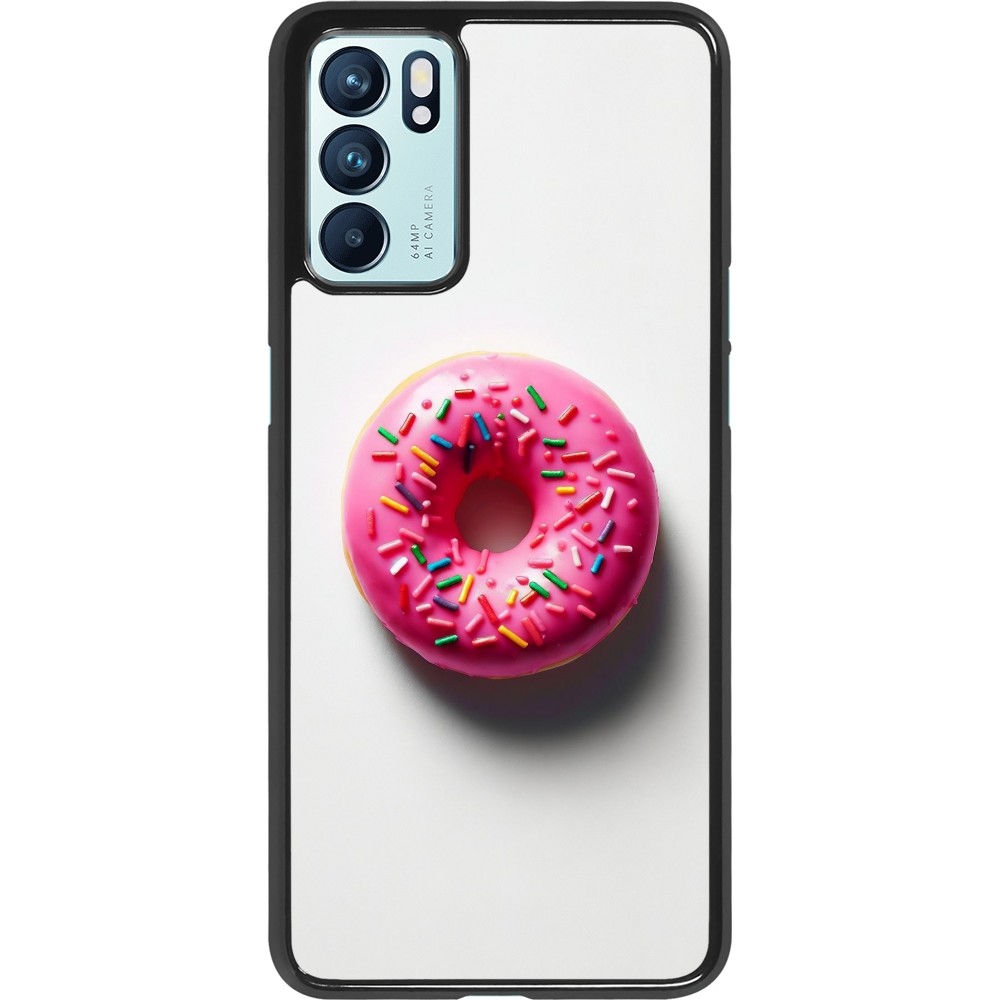 Coque OPPO Reno6 5G - Weißer Hintergrund, pinker Donut