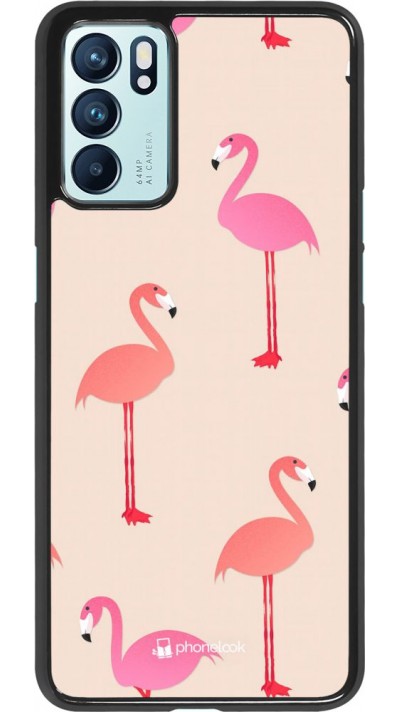 Coque Oppo Reno6 5G - Pink Flamingos Pattern