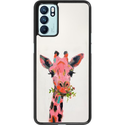 OPPO Reno6 5G Case Hülle - Pink Girafe Paint