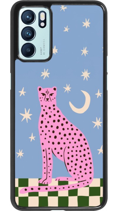 Coque OPPO Reno6 5G - Pink leopard with stars 2026