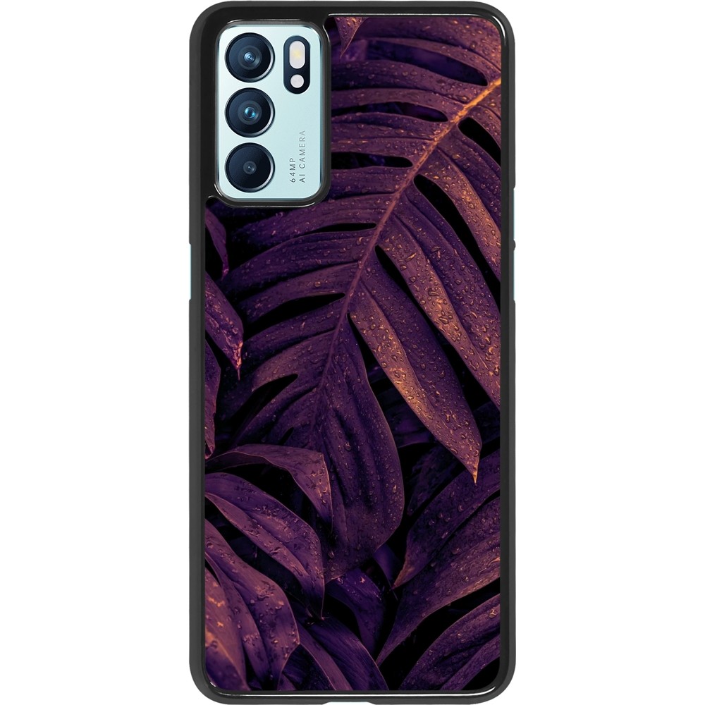 Oppo Reno6 5G Case Hülle - Purple Light Leaves