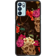 Coque Oppo Reno6 5G - Skulls and flowers