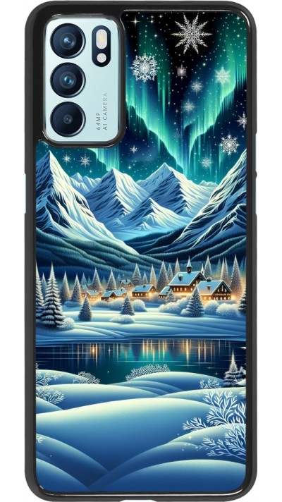 Coque OPPO Reno6 5G - Snowy Mountain Village Lake night