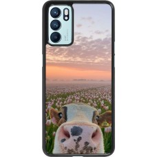 Coque OPPO Reno6 5G - Cow with tulips Spring 2026