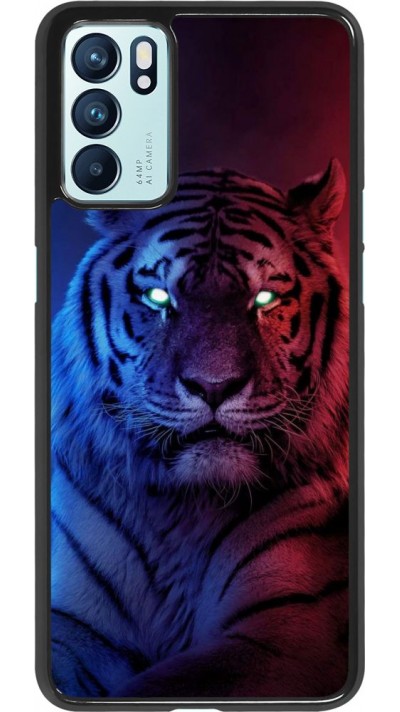 Hülle Oppo Reno6 5G - Tiger Blue Red