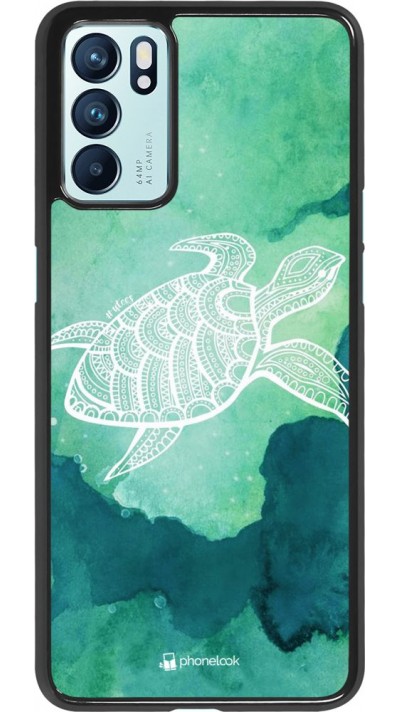 Coque Oppo Reno6 5G - Turtle Aztec Watercolor