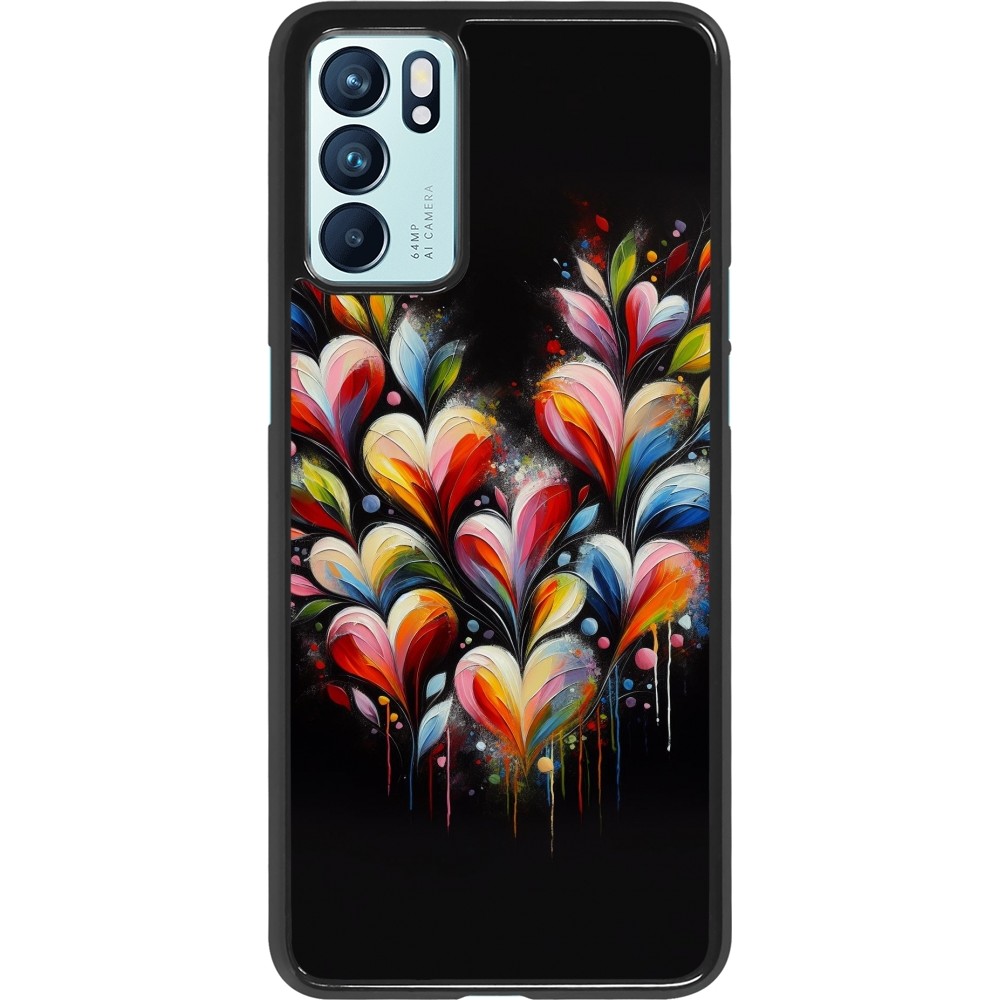 OPPO Reno6 5G Case Hülle - Valentin 2024 Schwarzes Herz Abstrakt