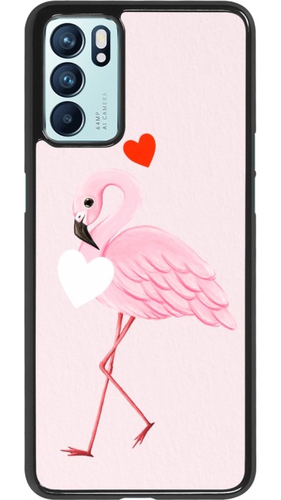 Coque Oppo Reno6 5G - Valentine 2023 flamingo hearts