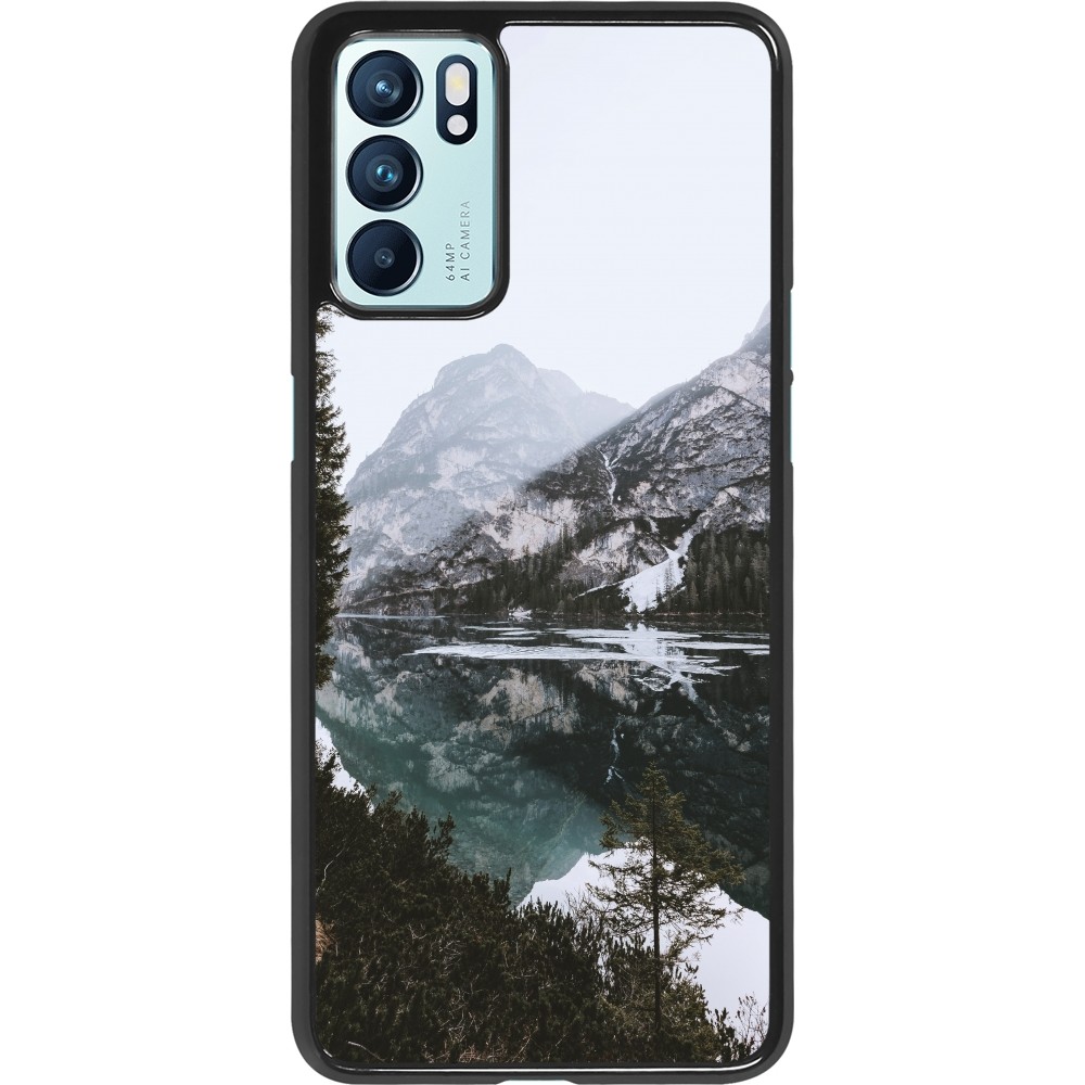 Coque Oppo Reno6 5G - Winter 22 snowy mountain and lake