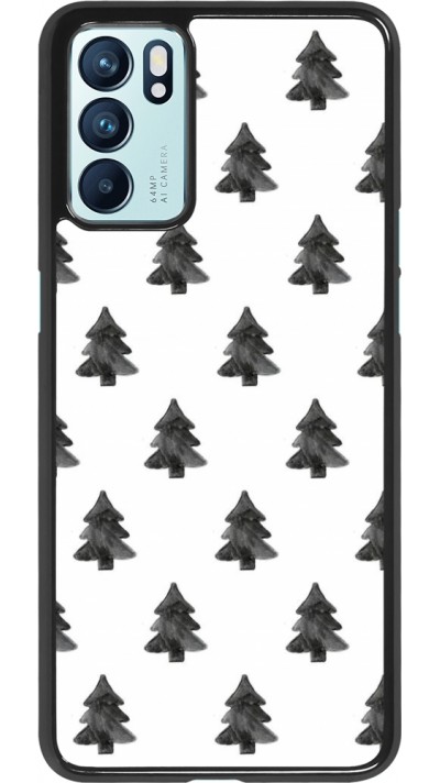 Coque Oppo Reno6 5G - Christmas 22 black and white trees