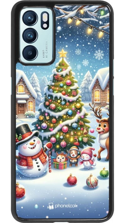 Coque OPPO Reno6 5G - Noël 2023 bonhomme de neige et sapin