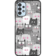 Coque Samsung Galaxy A13 5G - Silicone rigide noir Chats gris troupeau