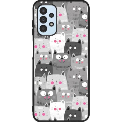 Coque Samsung Galaxy A13 5G - Silicone rigide noir Chats gris troupeau