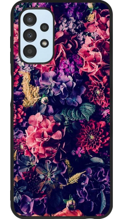 Hülle Samsung Galaxy A13 5G - Silikon schwarz Flowers Dark