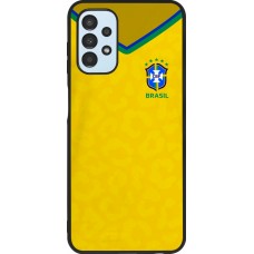 Coque Samsung Galaxy A13 5G - Silicone rigide noir Maillot de football Brésil 2022 personnalisable