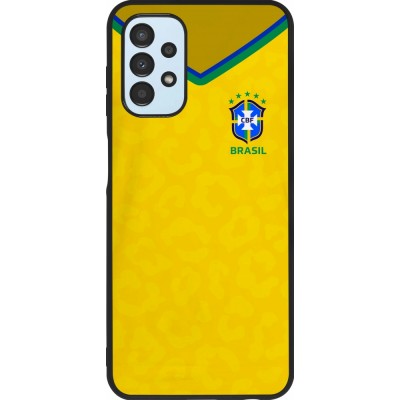 Coque Samsung Galaxy A13 5G - Silicone rigide noir Maillot de football Brésil 2022 personnalisable